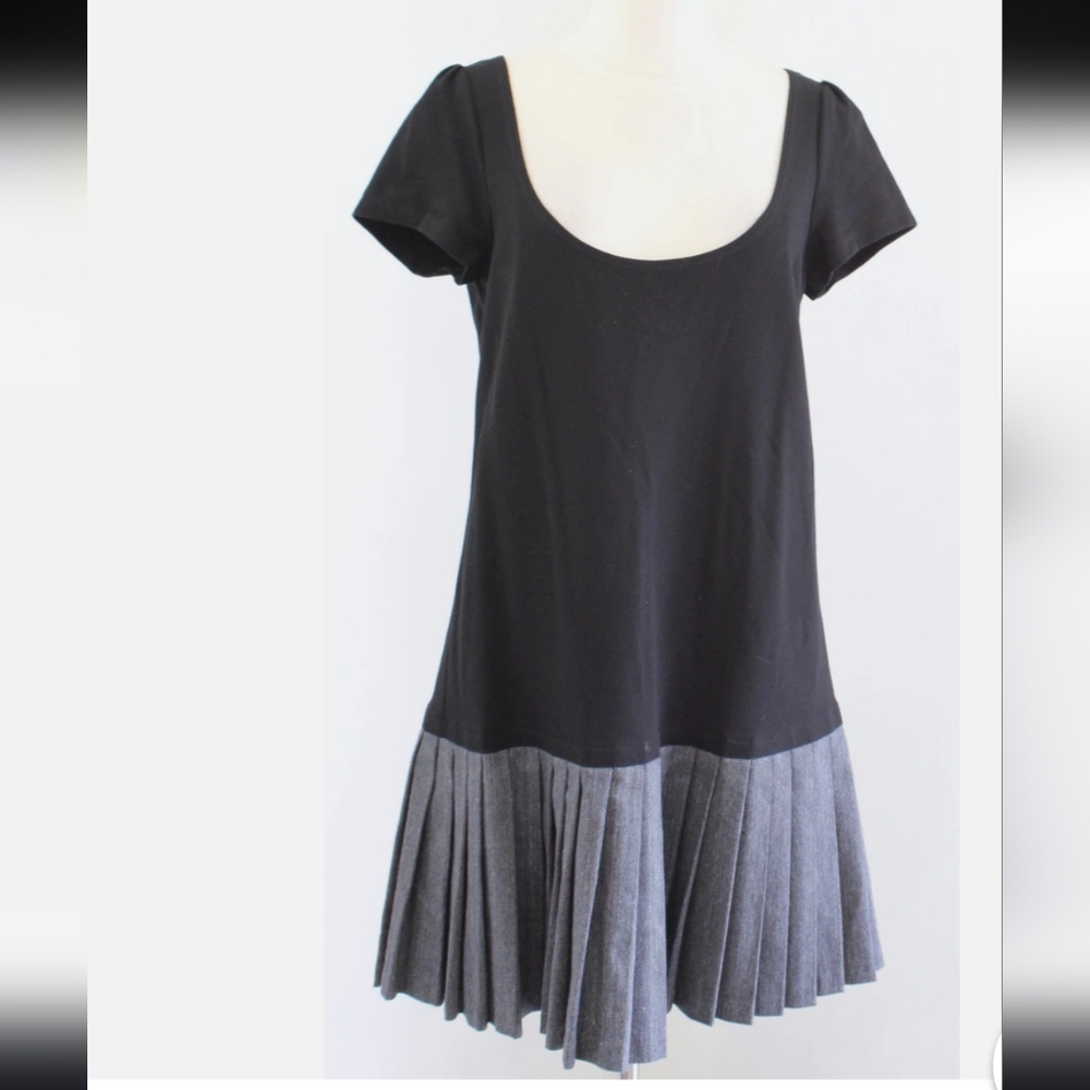 Theory Black and Gray Pleated Dress